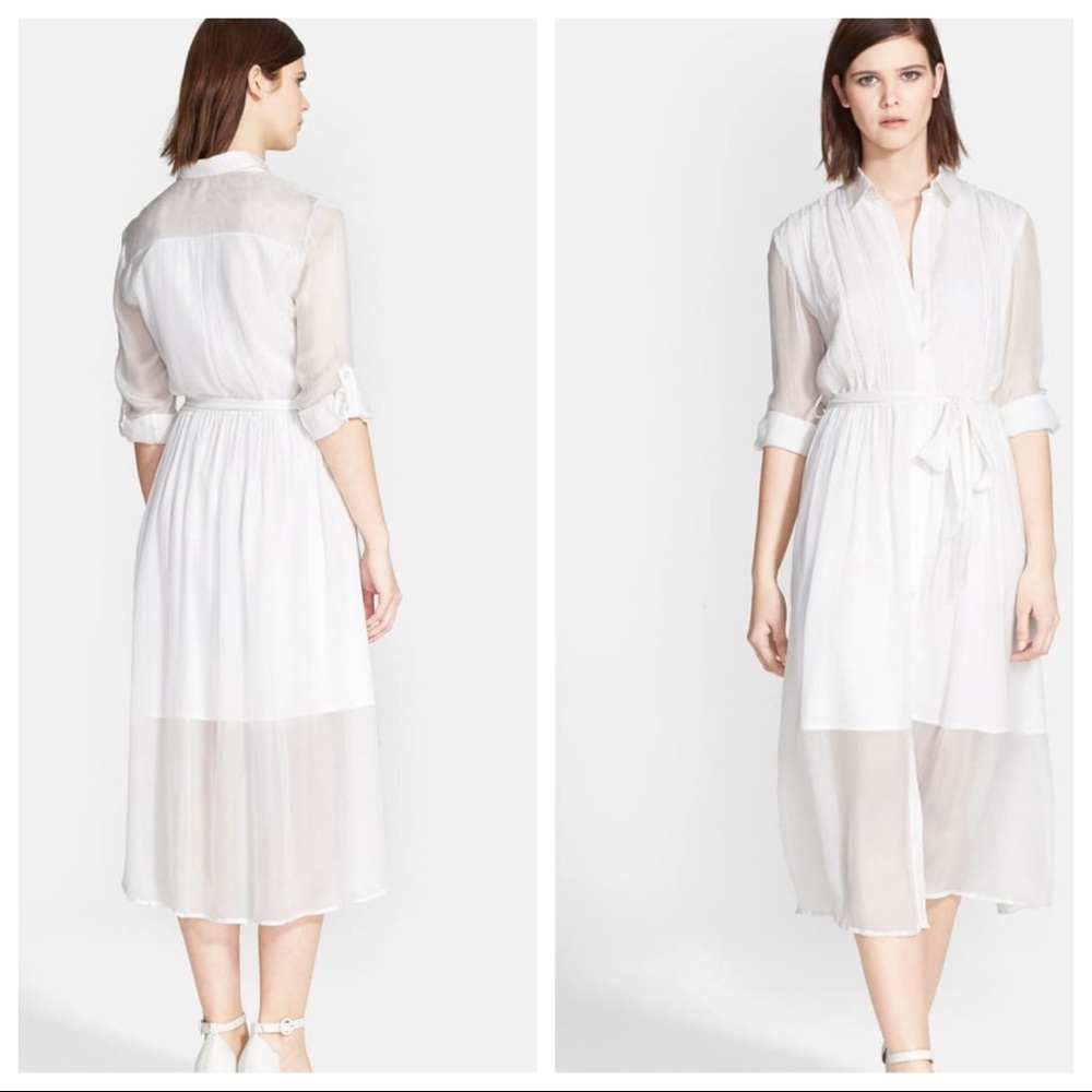 Alice + Olivia Maia Belted Voile Shirtdress, Ivory